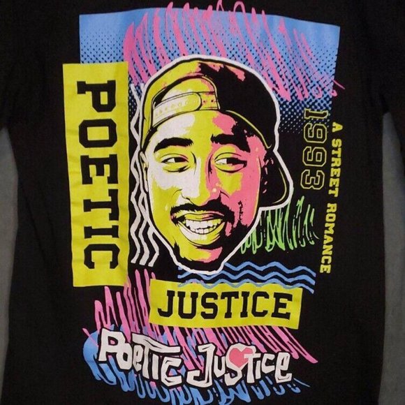 Tupac Poetic Justice Hip Hop Men's Long Sleeve Black T-Shirt Crew Neck Medium M - Picture 2 of 6